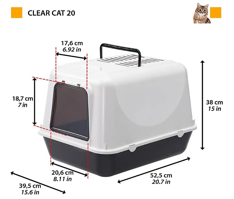 Закритий туалет для котів Ferplast Clear Cat 20 чорний 55x40x38 см 72053199 - фото 3