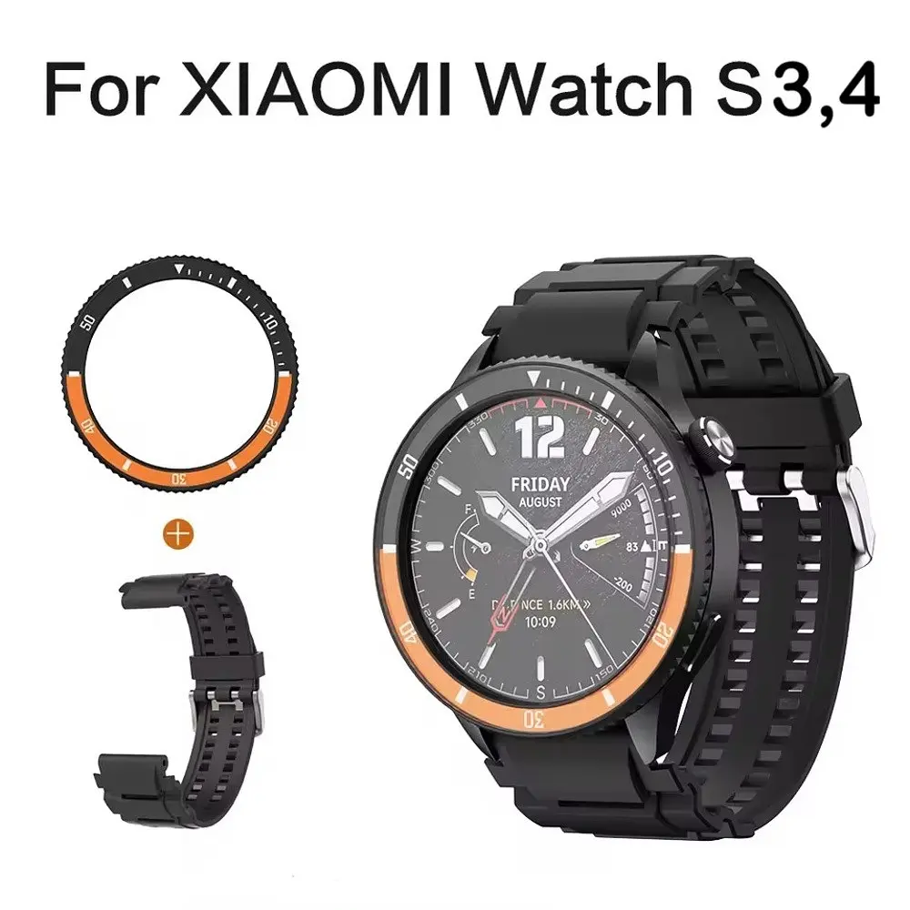 Безель Black-orange та силіконовий ремінець Sikai для смартгодинника Xiaomi Watch S3/S4  - фото 7