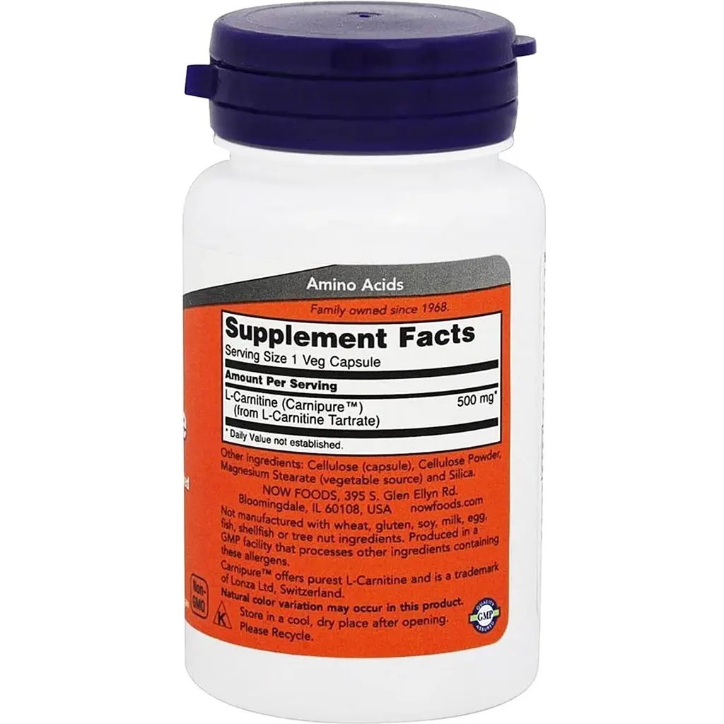 L-Карнитин Now L-Carnitine Fitness Support 500 мг 30 капсул - фото 2