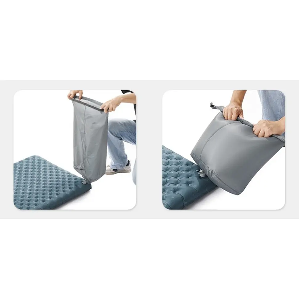 Матрац туристичний надувний одномісний Naturehike CNH22DZ018, надлегкий, 183х58х7 см, сірий, для туризму із мішком для надування - фото 4