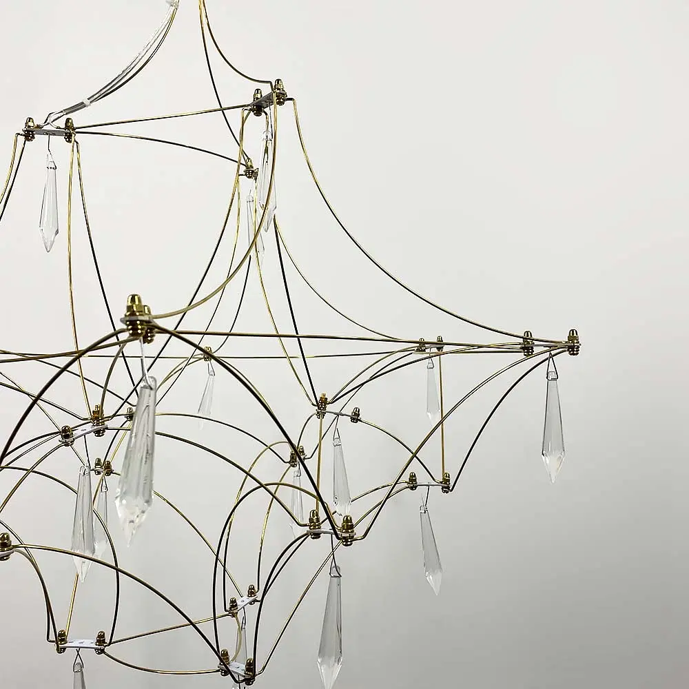 Дизайнерская невесомая золотая люстра d60 см Ст. MJ 158-600 Titanium | Line F - фото 4