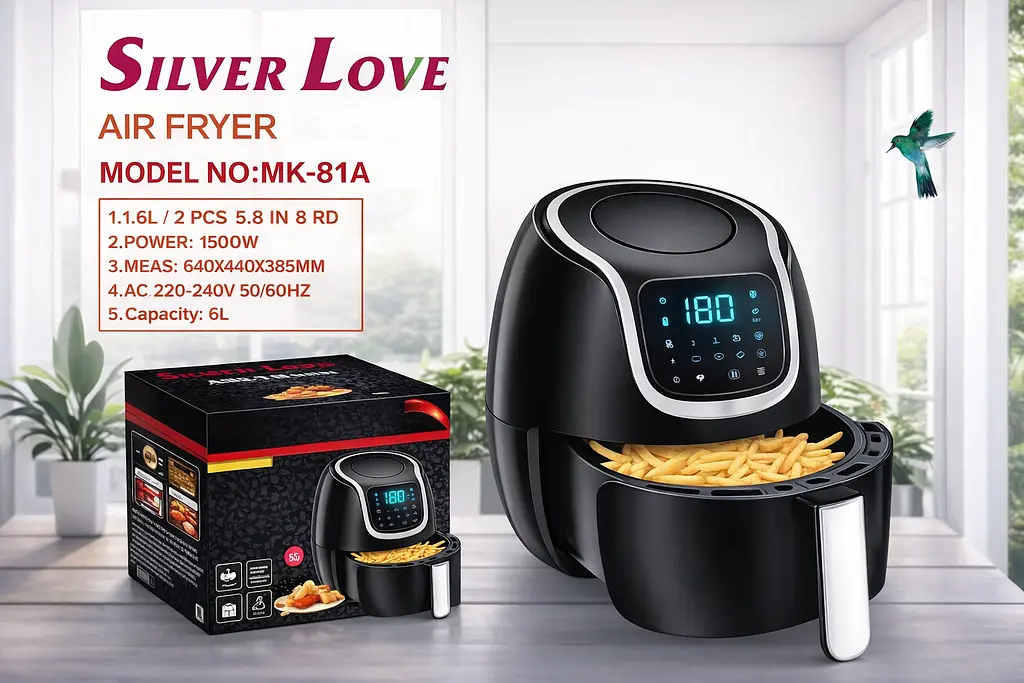 Повітряна фритюрниця із кнопками Silver love MK-81-А 1500 W, на 8 літрів - фото 2