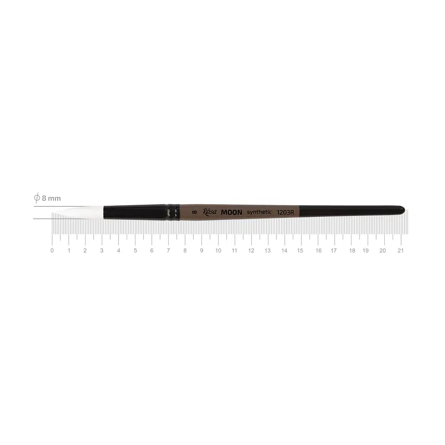 Пензель синтетика кругла Moon 1203R №8 коротка ручка ROSA (4823098533986) - фото 2