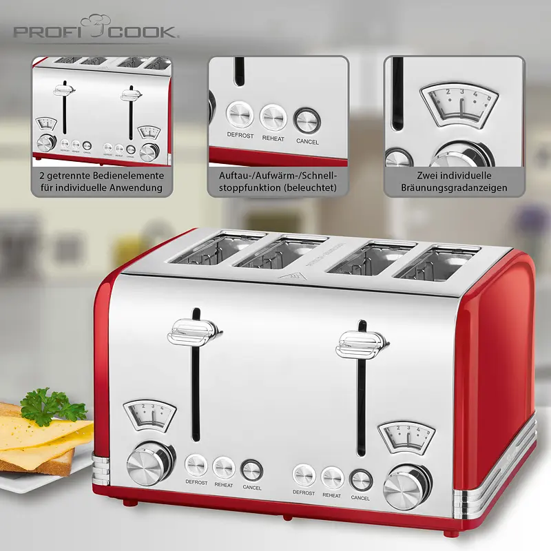 Тостер PROFI COOK PC-TА 1194 Red - фото 5
