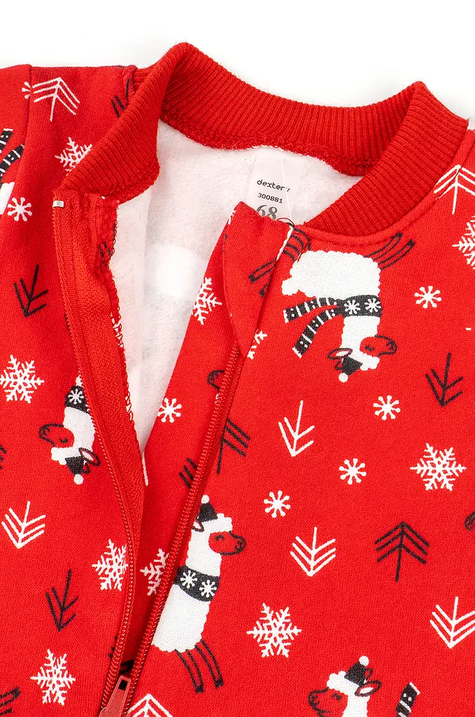 Комбінезон дитячий на блискавці з начосом Christmas Llama - фото 3