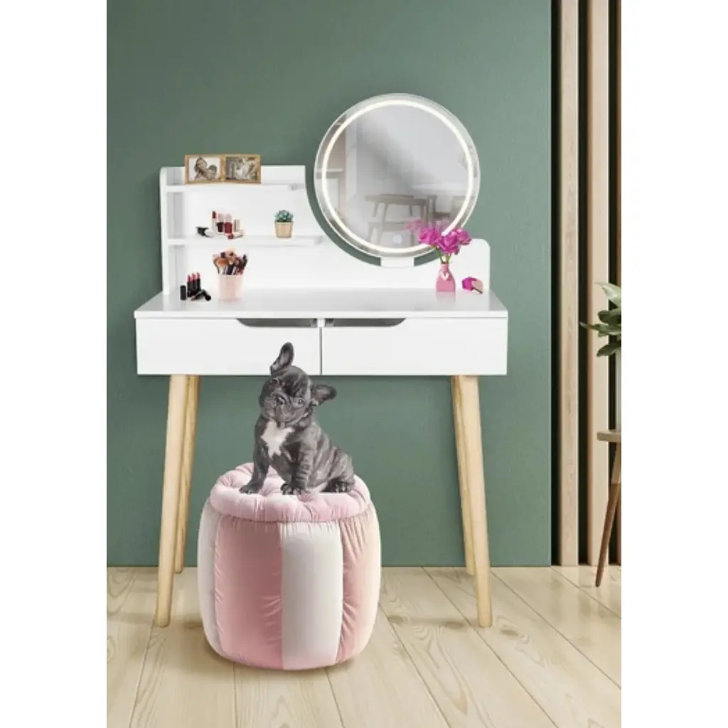 Туалетный столик Jumi Scandi LED подсветка, с ящиками, белый - фото 4