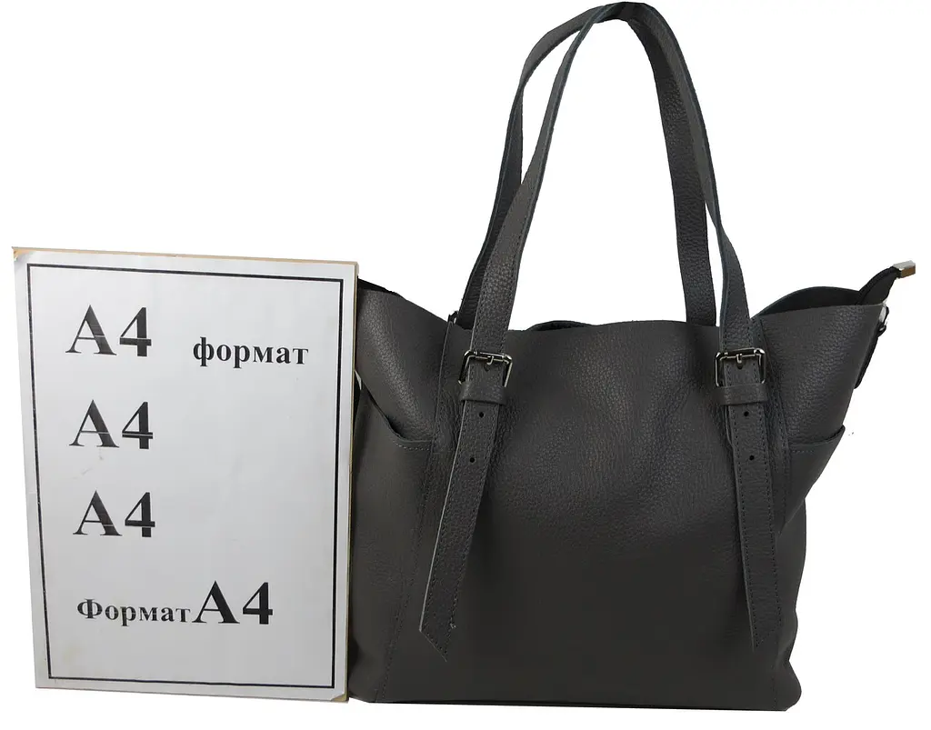 Жіноча шкіряна сумка на дві ручки Borsacomoda 639.021 Сіра - фото 10