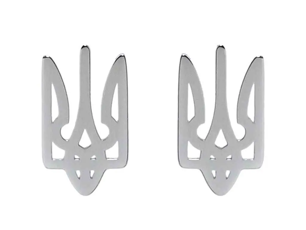 Сережки Xuping TTM Stainless Steel колір Родій пусети "Герб України" (161760) - фото 2