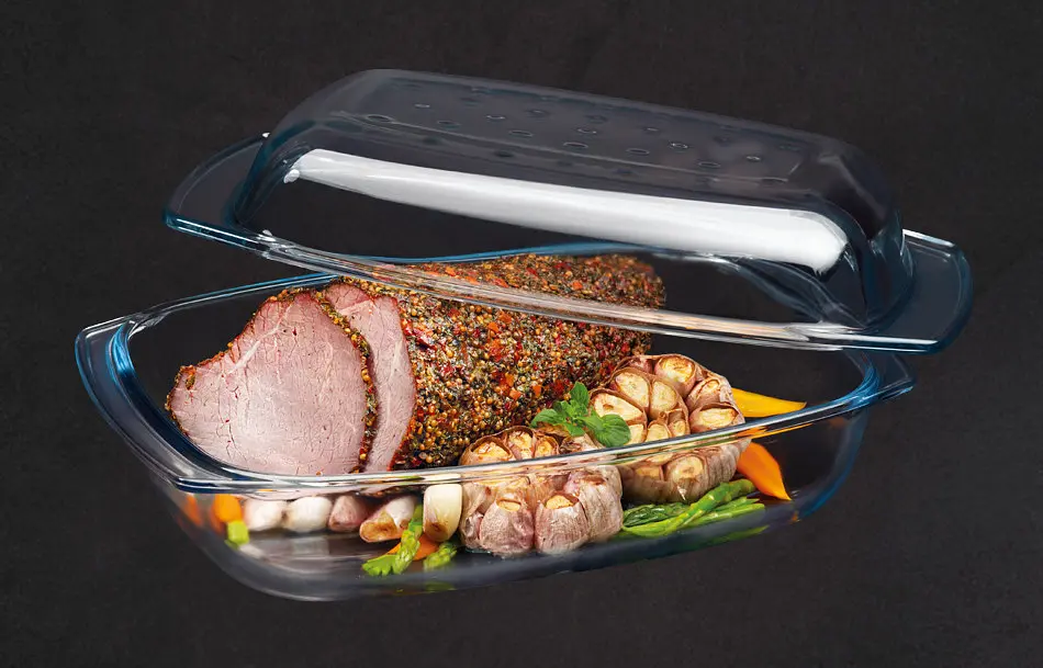 Каструля для запікання прямокутна скляна Termisil Grill&Drop 340x225x89 мм з кришкою - фото 2