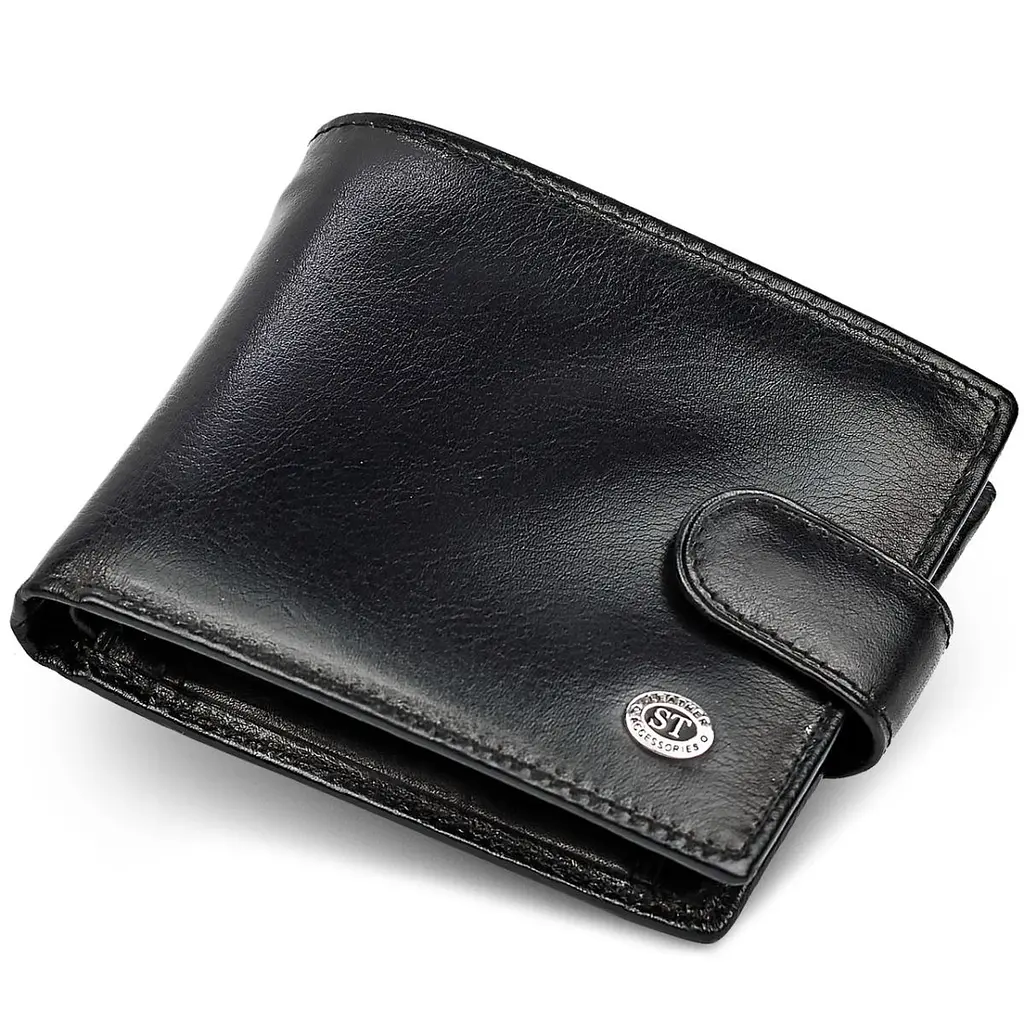 Чоловіче портмоне з натуральної шкіри ST Leather В104 чорне 9,5 см - фото 11