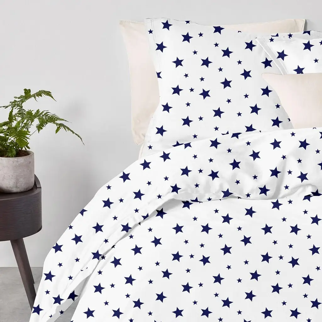 Комплект постільної білизни Cosas Big star CS2 Двоспальний синій (StarBigBlue_El160-Beige_180) - фото 2