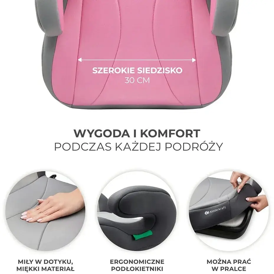 Автокресло бустер Kinderkraft I-Boost I-Size Pink - фото 4
