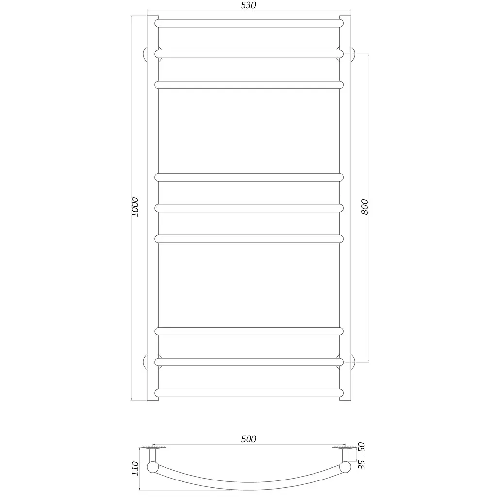 Рушникосушарка UNIO LDE W 1000-500-9 Драбинка Дуга Еліт (20874) - фото 4