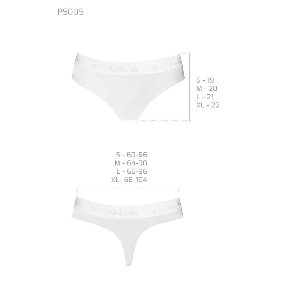 Трусики-бразиліана з бавовни Passion PS005 PANTIES L, white - фото 6