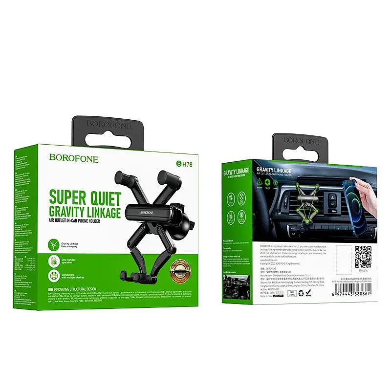 Тримач Borofone Point air outlet gravity linkage car holder BH78 до 7 дюймів чорний - фото 9