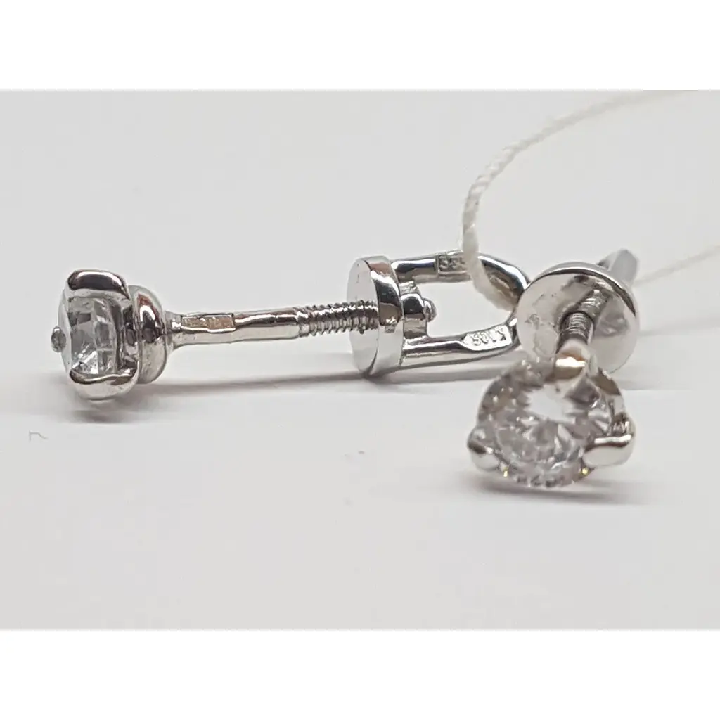 Золотые серьги-пуссеты Гаразд с фианитами. 3531658 - фото 4