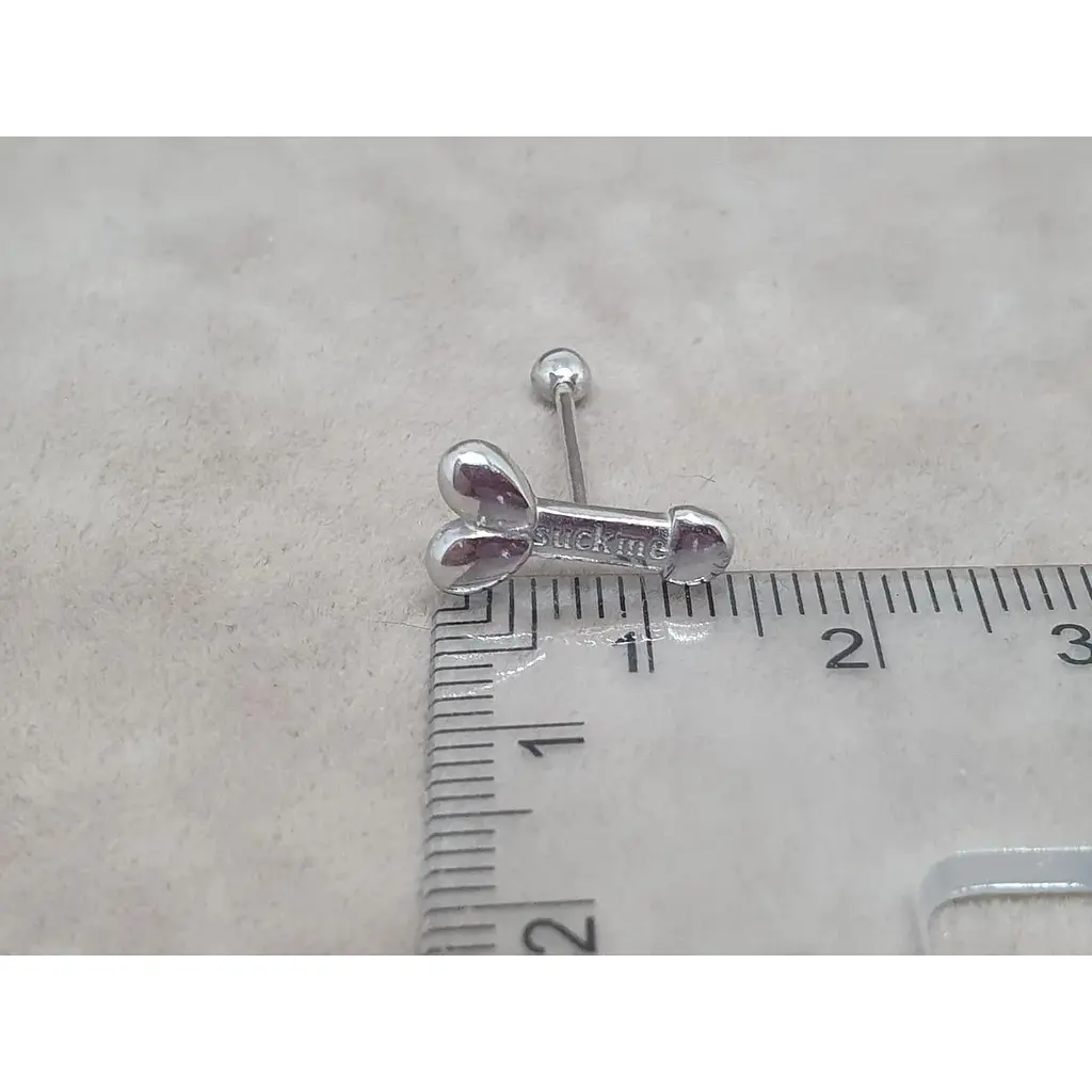 Срібна сережка для пірсингу язика Ірій. 6040 - фото 5