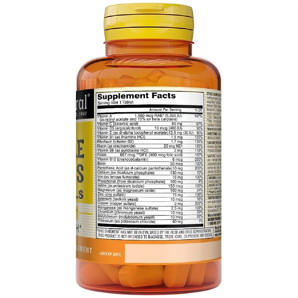 Мультивітаміни та мінерали на кожен день Mason Natural Daily Multiple Vitamins With Minerals 60 таблеток - фото 2
