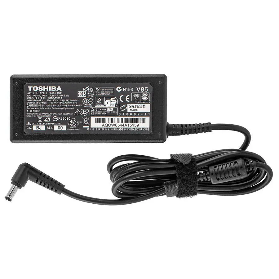 Блок живлення для ноутбука TOSHIBA 19V 3.42A 65W 5.5x2.5mm L-подібний роз'єм Чорний (без кабелю) - фото 2