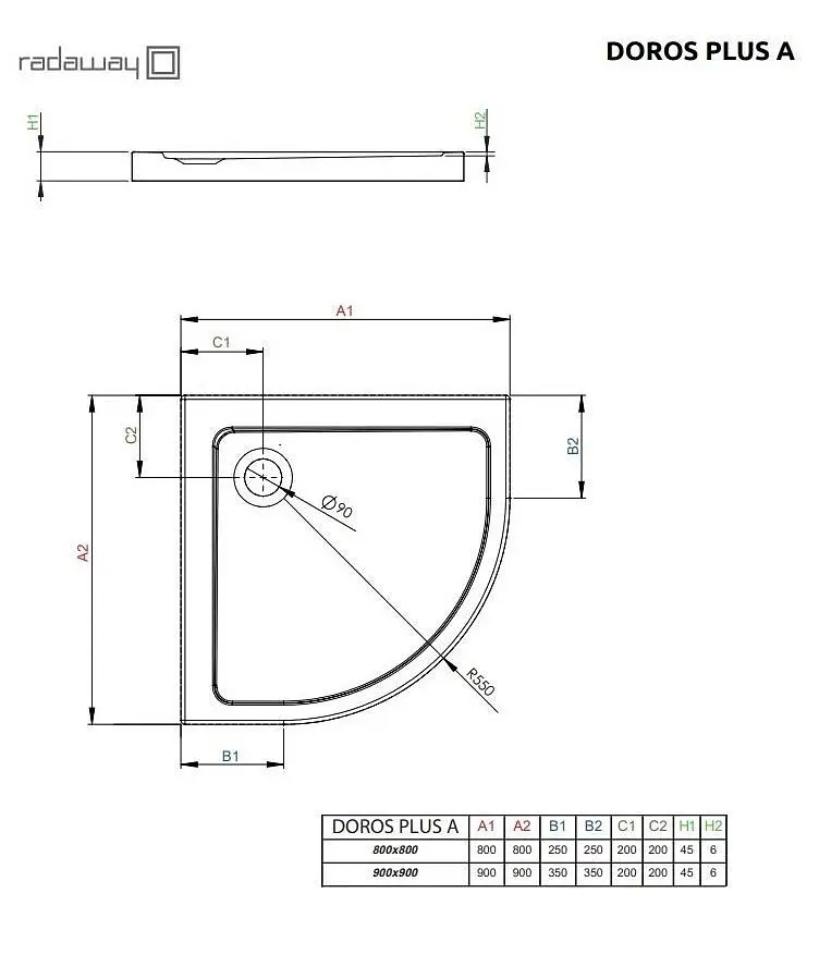 Душевой поддон Radaway Doros Plus A 80x80 SDRPA8080-01 - фото 2