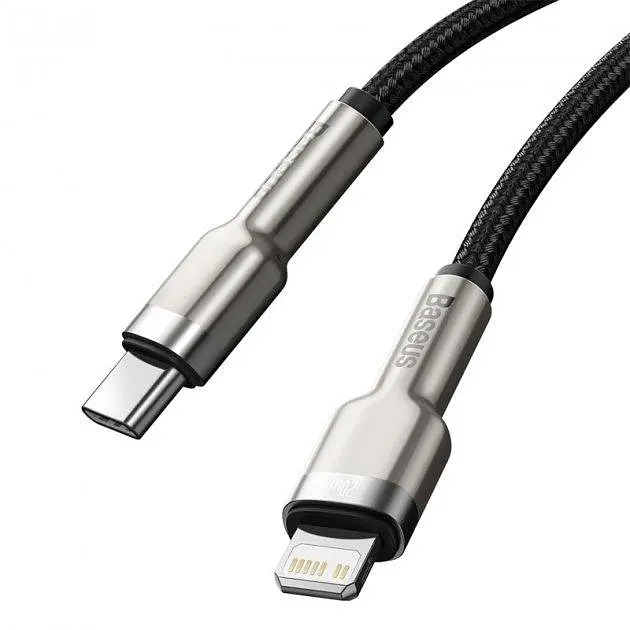 Кабель Baseus Cafule Metal Cable Type-C to Lightning PD 20W 2m CATLJK-B01 Black - фото 2
