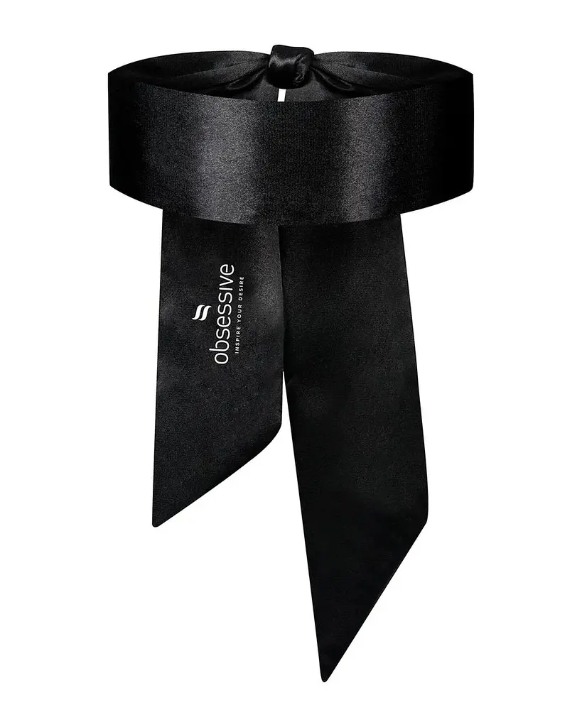 Атласная маска-повязка Obsessive Blindfold black One size, черная - фото 2