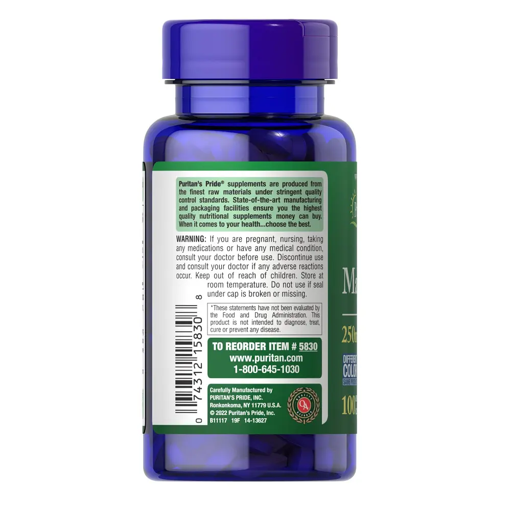 Витамины и минералы Puritan's Pride Magnesium 250 mg, 100 каплет - фото 3