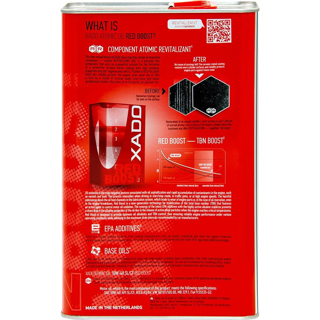 Моторна олива XADO 10W-40 SL/CF Red Boost напівсинтетична 4 л - фото 3