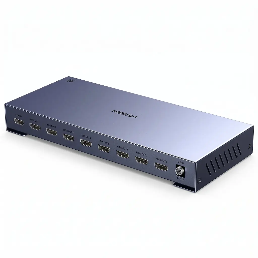 HDMI-розгалужувач UGREEN CM714 спліттер HDMI 2.1 1 вхід і 8 виходів дублювання одного зображення на 8 екранах 8K 60 Гц і 4K 240 Гц для 8K 60 Гц і 4K 240 Гц (25860)