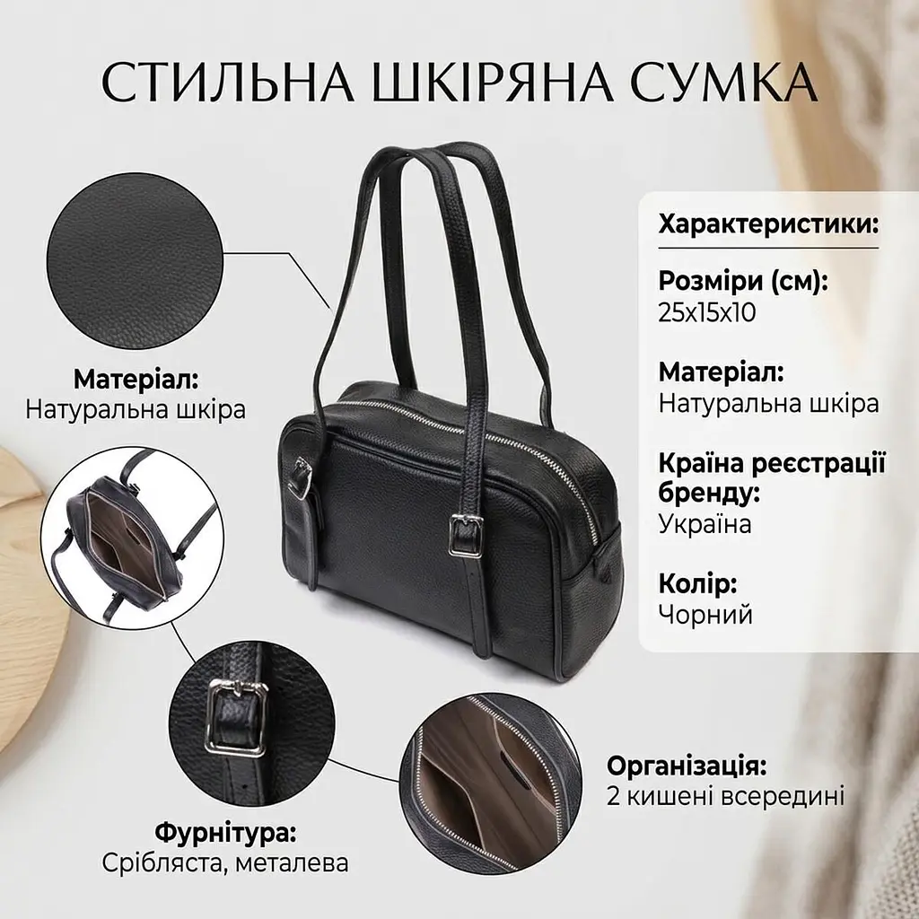 Цікава сумка-клатч зі знімними ручками з натуральної шкіри 22078 Vintage чорна - фото 3