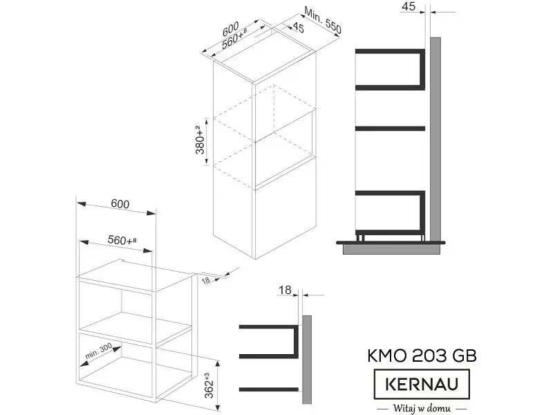 Вбудована мікрохвильова піч Kernau KMO 203 G X - фото 2