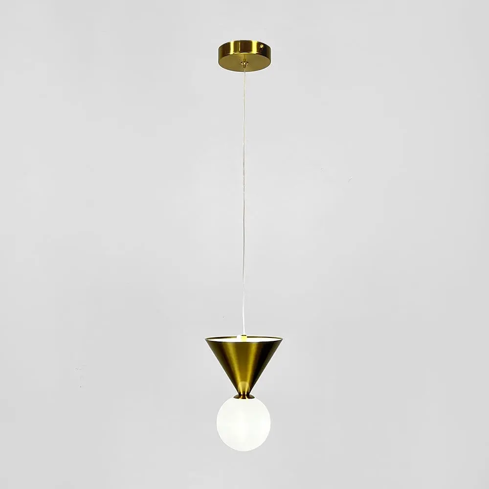 Латунний підвісний світильник із конусним дизайном та білим плафоном | Line F | Арт. MJ350/1 AB - фото 4