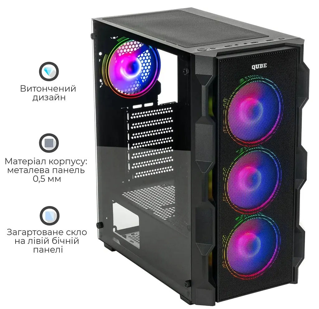 Корпус QUBE CORSAIR ARGB Black (CORSAIR_FMNU3) Без БП - фото 3