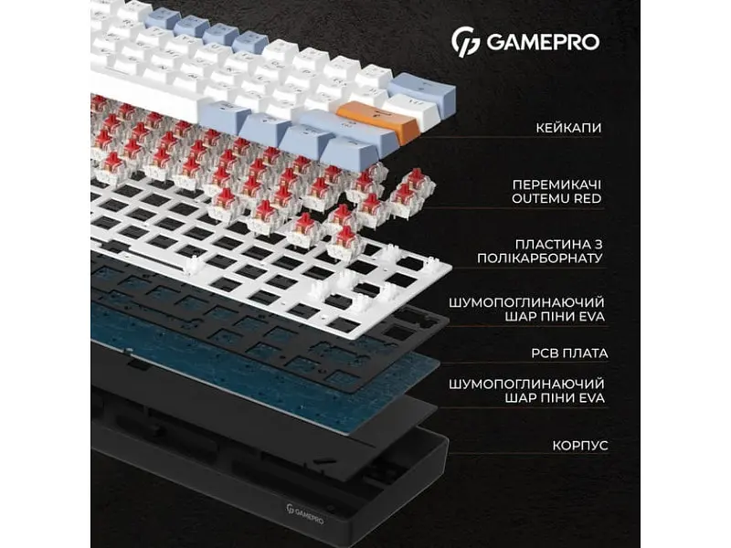Клавіатура GamePro MK130 Outemu Red Hot-Swap Switch Black (MK130R) - фото 12