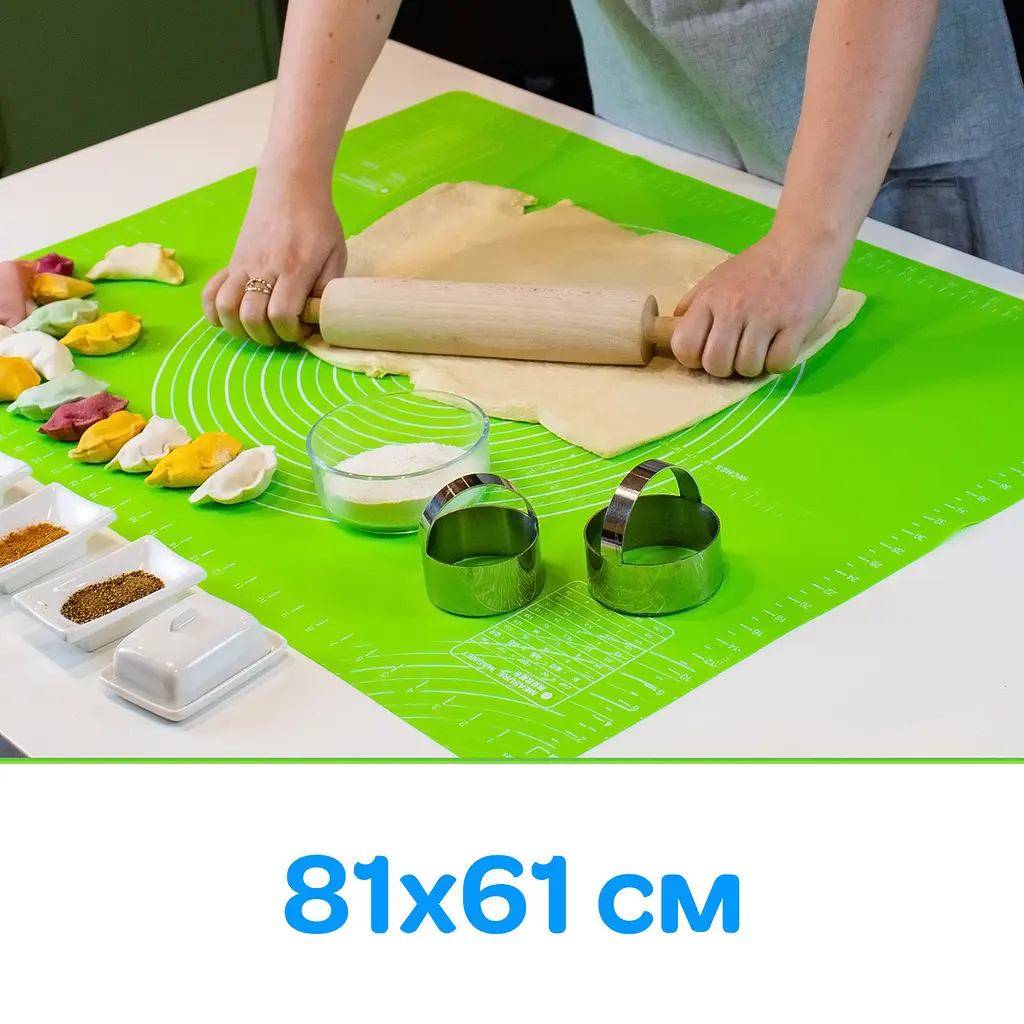 Килимок силіконовий для розкачування тіста та випічки великий 81х61 см, A-plus Салатовий 85213 - фото 2