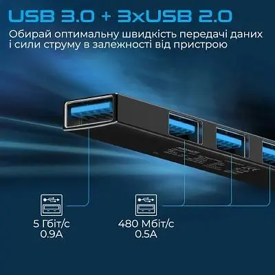 Концентратор Promate USB Hub 4 ports (litehub-4.black) (litehub-4.black) - фото 6