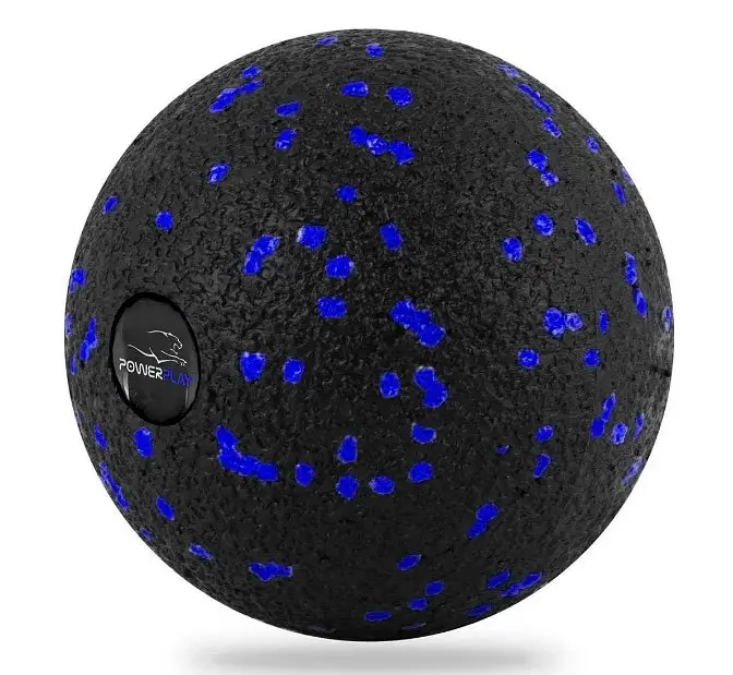 Набір для масажу та йоги PowerPlay PP_4093 EPP (3 м'ячики + валик масажер 15*5,3 см) Blue + гумка 7,5 кг (PP_4093_Blue) - фото 2