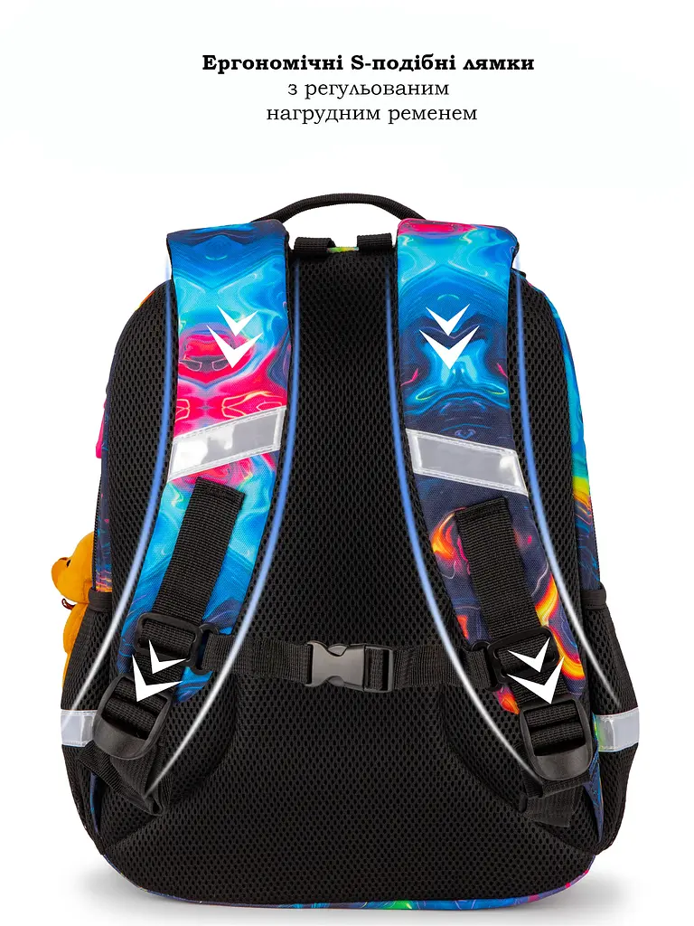 Ортопедичний рюкзак 3 в 1 з пеналом та мішком для дівчинки School Standard 375 гр 17 літрів Цвітний - фото 6