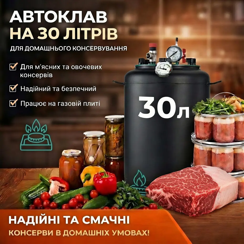 Автоклав для домашнього консервування газовий на 30л. - фото 2