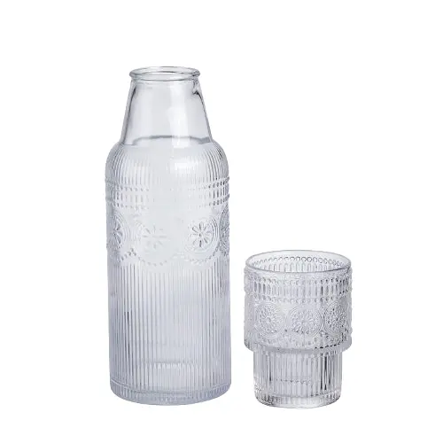 Кувшин 700 мл со стаканом 1 (шт) графин для компота сока воды лимонада кувшин для напитков Прозрачный Yiwu HP-19-L4 - фото 2