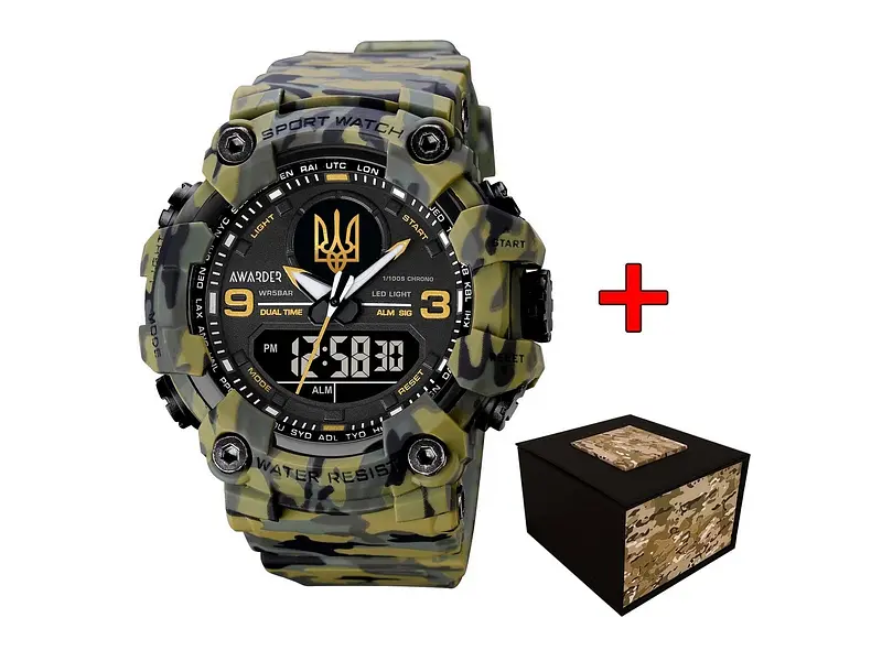 Чоловічий наручний годинник 001 Тризуб золото Camo Green Awarder acs0032027 - фото 2