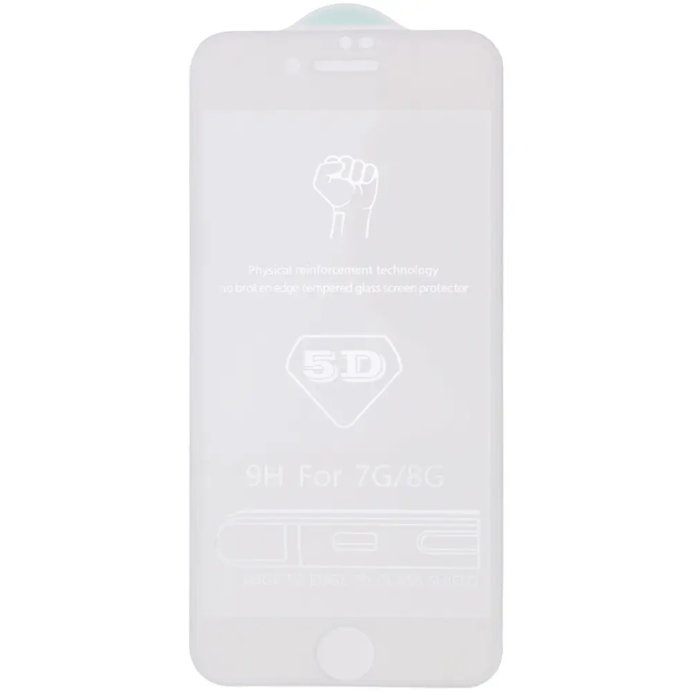 Захисне скло 5D Hard (full glue) (тех.пак) для Apple iPhone 7 / 8 / SE (2020) (4.7) Білий - фото 3