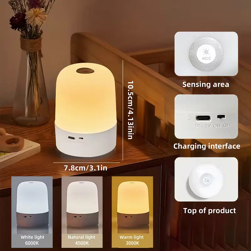 Led нічник лампа / Настільна USB лампа-нічник 360°/ Сенсорна / Акумуляторна / Декоративна / White - фото 8