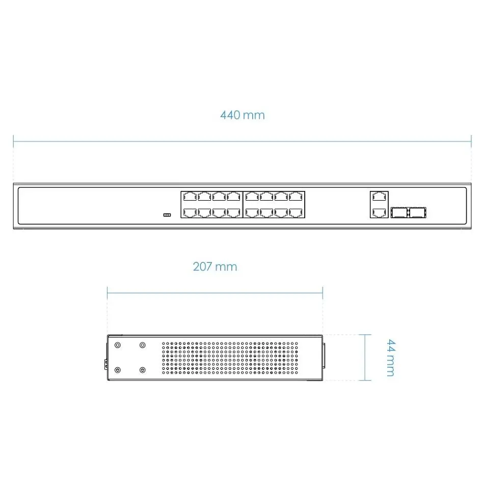 Коммутатор VIVOTEK AW-FGT-180D-250, Unmanaged 16xFE PoE + 2xGE Combo Switch (AW-FGT-180D-250) - фото 2