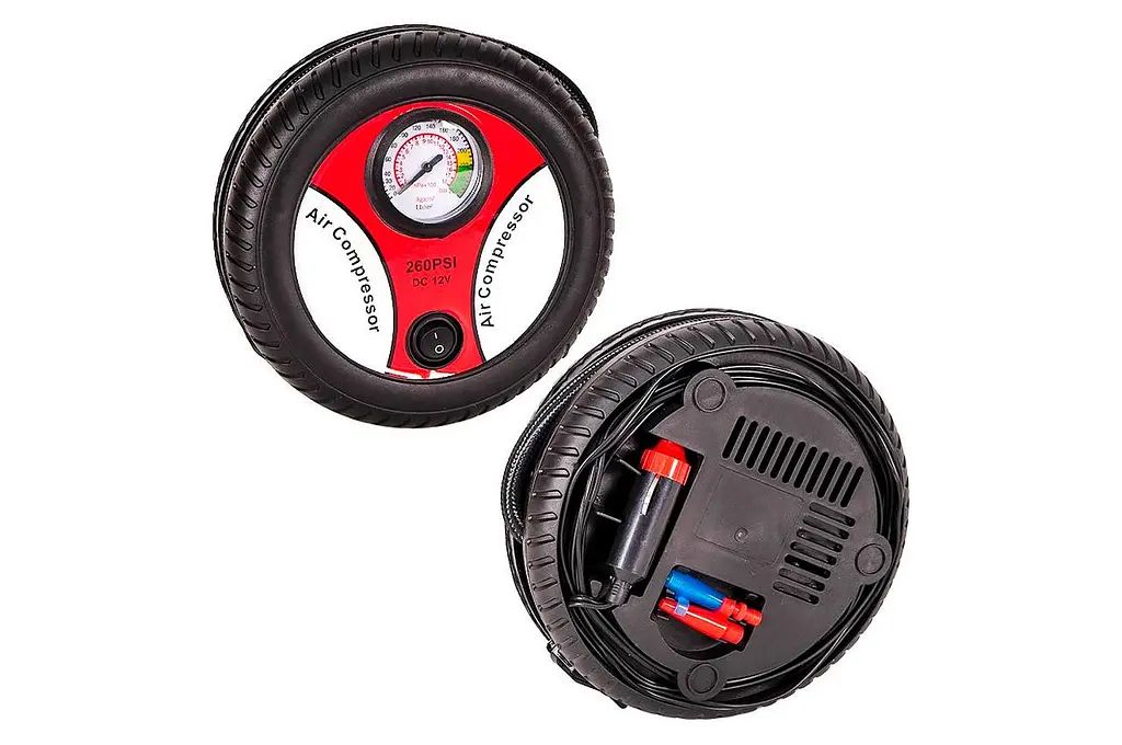 Автомобільний компресор Air Compressor 260 PSI DC12V у формі колеса в прикурювач для накачування шин - фото 2