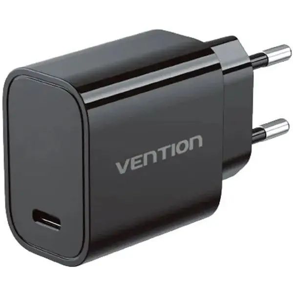 Зарядний пристрій 1xUSB-C 30W + USB-C cable М-М Black Vention (G18B0-EU) - фото 3