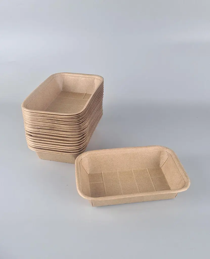 Лоток з харчового картону, 700 мл, 220x150x45 мм, KRAFT, 25 штук, для готових страв, снеків, випічки та доставки