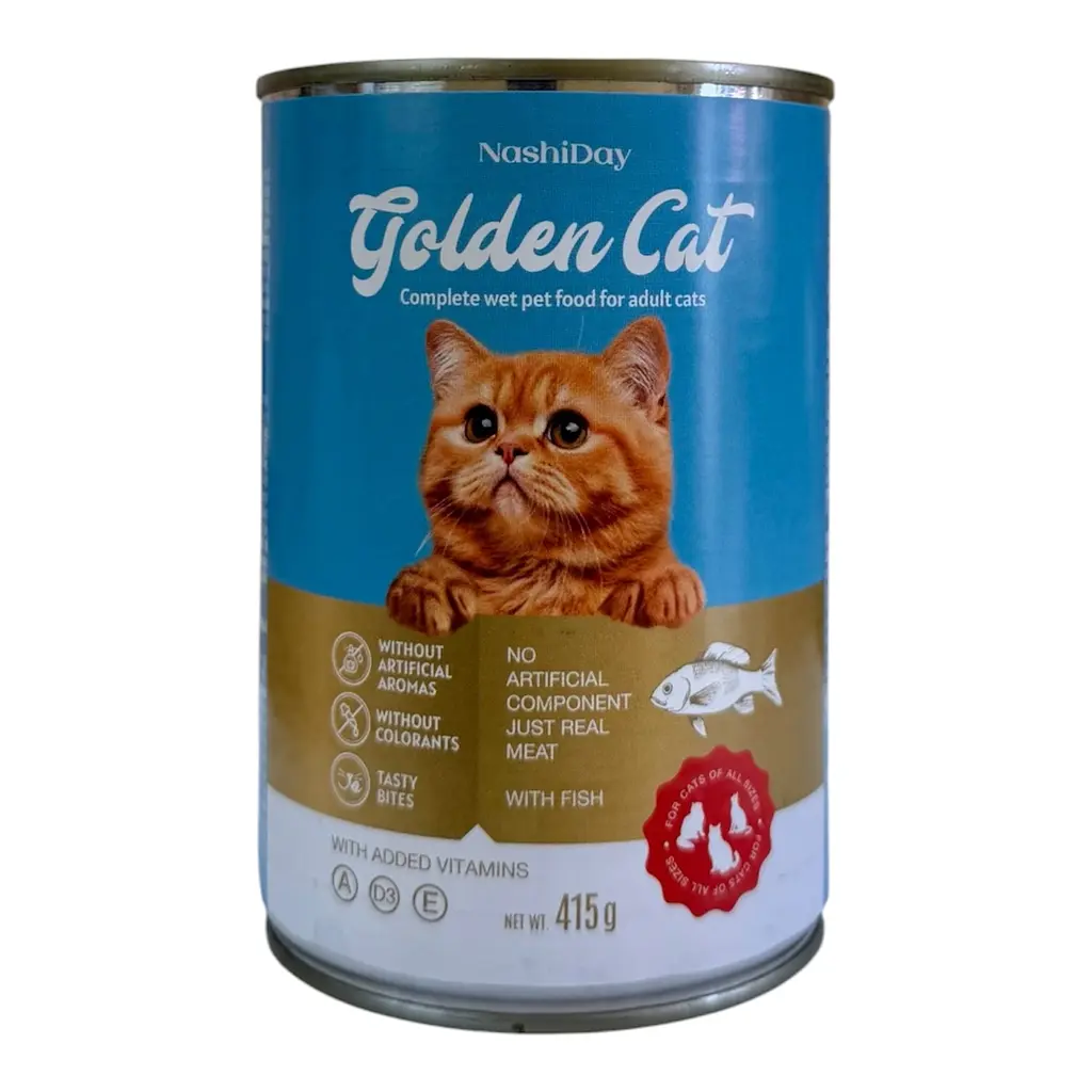 Консерва для дорослих котів всіх порід Golden Cat 415 грамів з рибою