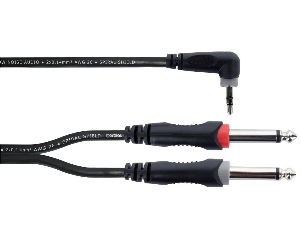 Комутаційний кабель Cordial EY 1 WRPP mini Jack 3.5 stereo - 2x Jack 6.3 mono 1 м - фото 2