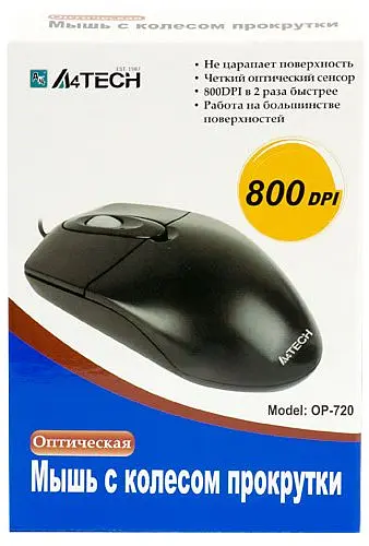 Проводная мышь A4Tech OP-720 USB Black - фото 2
